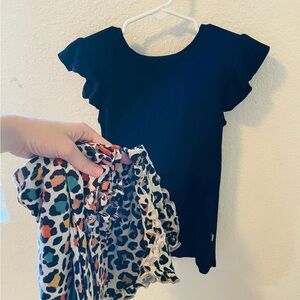 Posh Peanut Black and Leopard Kids Matching Set